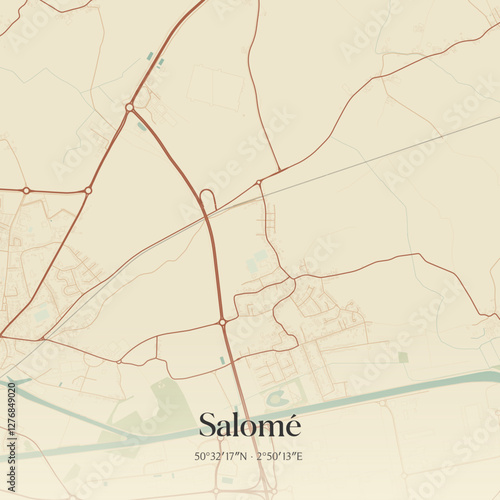 Vintage map of Salomé, France.