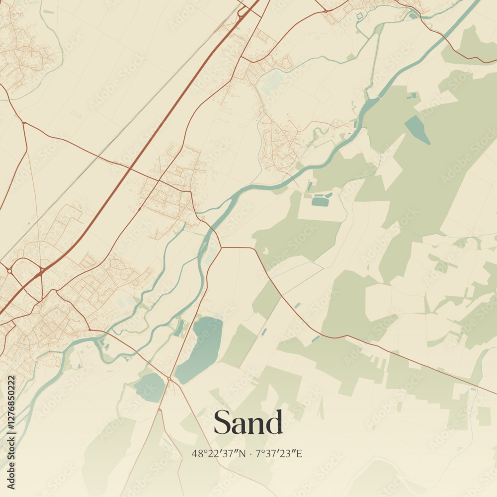 Obraz premium Vintage map of Sand, France.