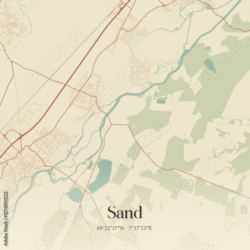 Vintage map of Sand, France.