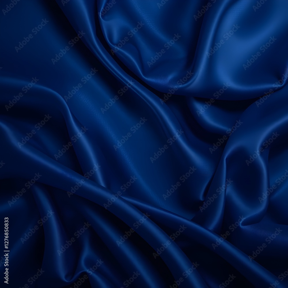 Obraz premium Navy blue elegant abstract background. Silk satin fabric with nice folds. Beautiful dark blue background