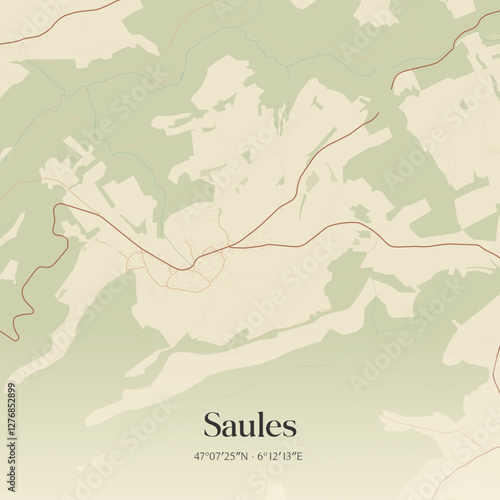 Fotografie Vintage map of Saules, France.