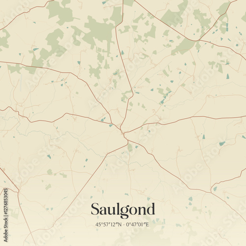 Vintage map of Saulgond, France.