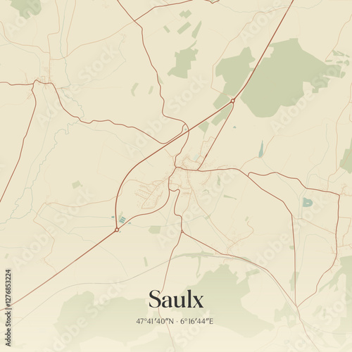 Vintage map of Saulx, France.
