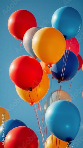 Colorful Balloons Floating in a Bright Sky During a Festive Celebration