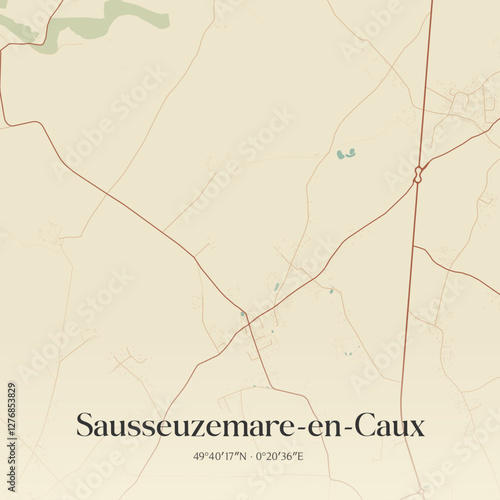 Vintage map of Sausseuzemare-en-Caux, France.