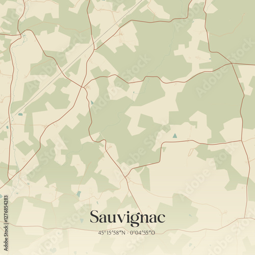 Vintage map of Sauvignac, France.