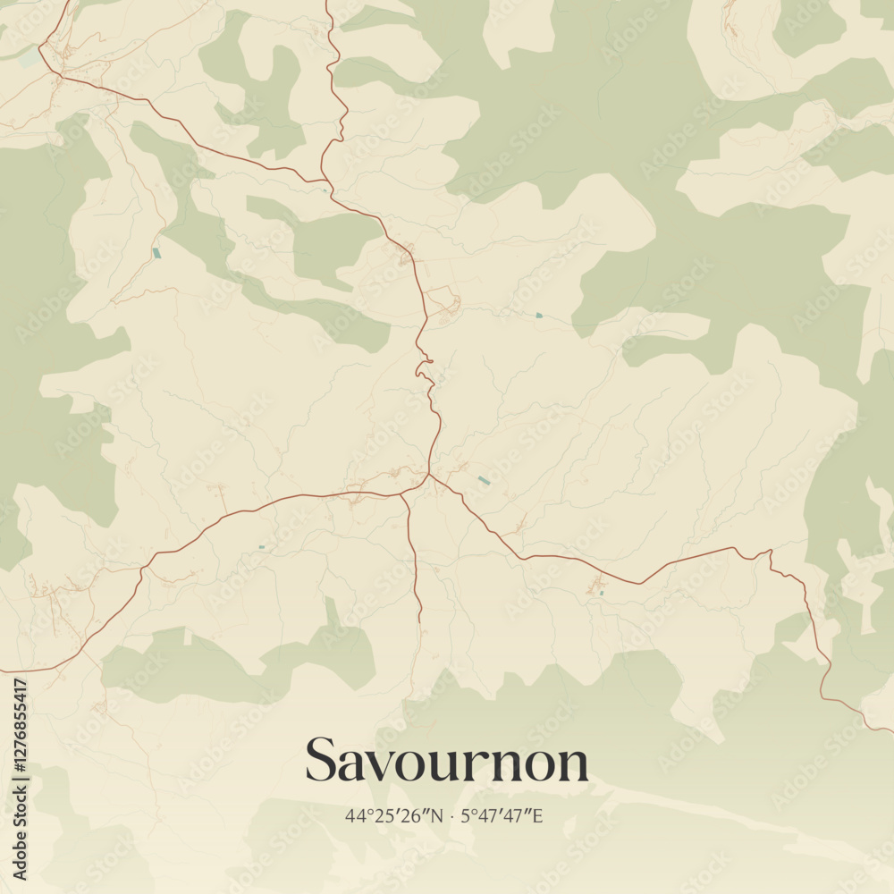 Fototapeta premium Vintage map of Savournon, France.