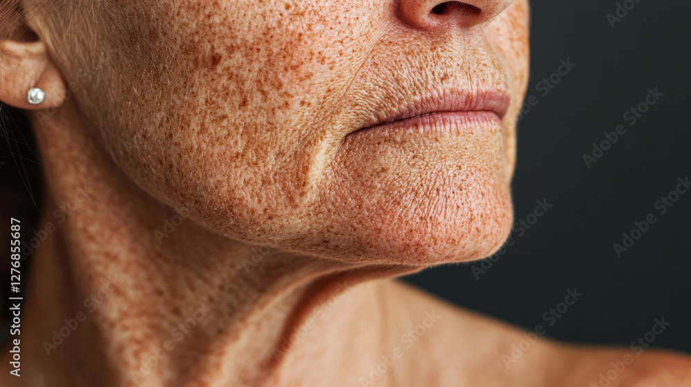 Obraz premium Portrait showcasing the intricate details of mature skin, emphasizing age, texture, and natural beauty