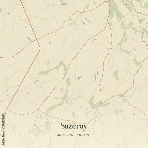 Vintage map of Sazeray, France.