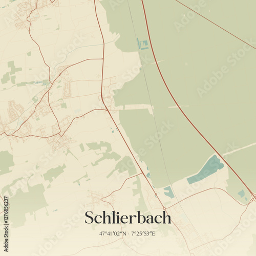Vintage map of Schlierbach, France.