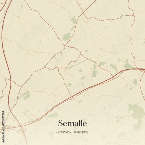 Vintage map of Semallé, France.