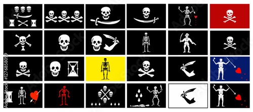Old Historic Pirate Ship Flags