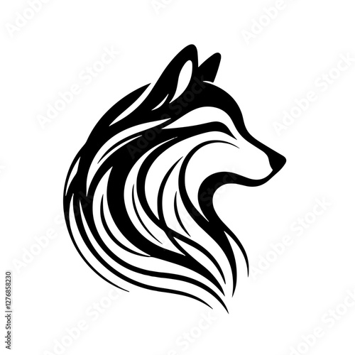 Wolf silhouette with abstract lines