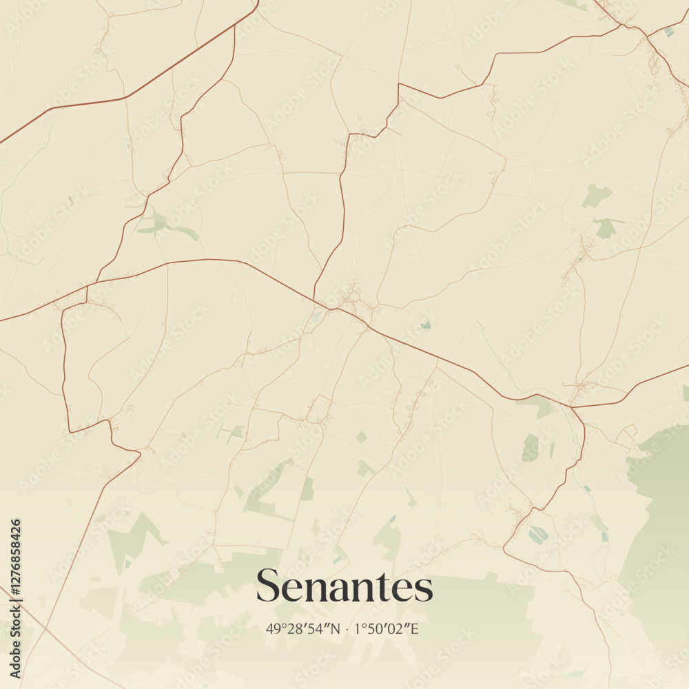 Obraz premium Vintage map of Senantes, France.