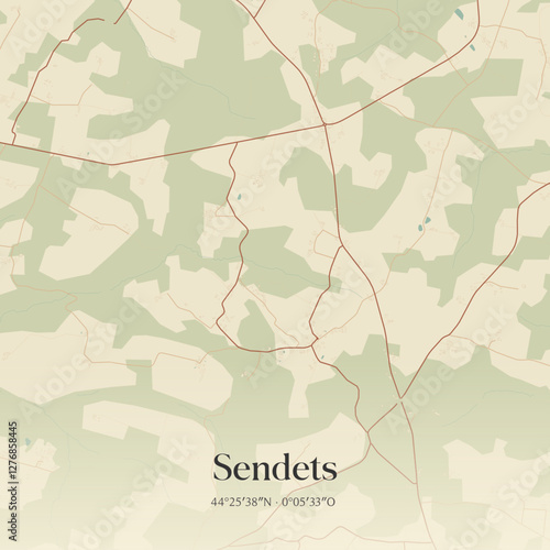 Vintage map of Sendets, France.