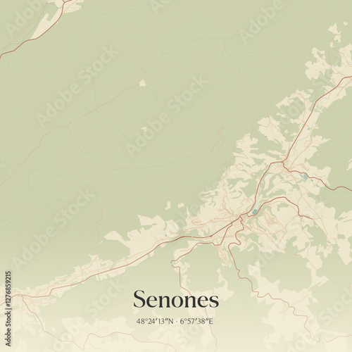 Vintage map of Senones, France.