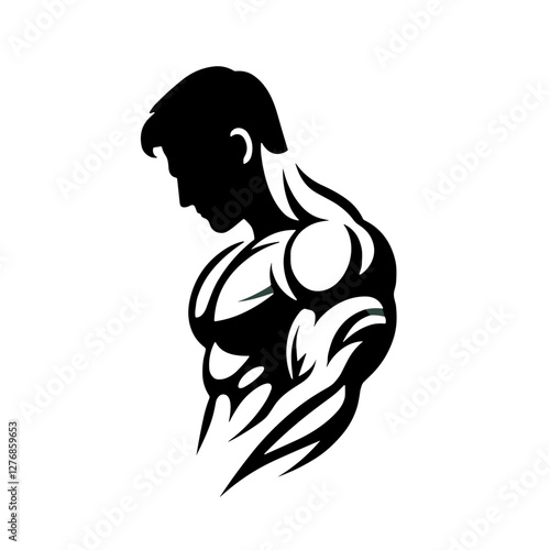 Muscular silhouette of a male figure in profile
