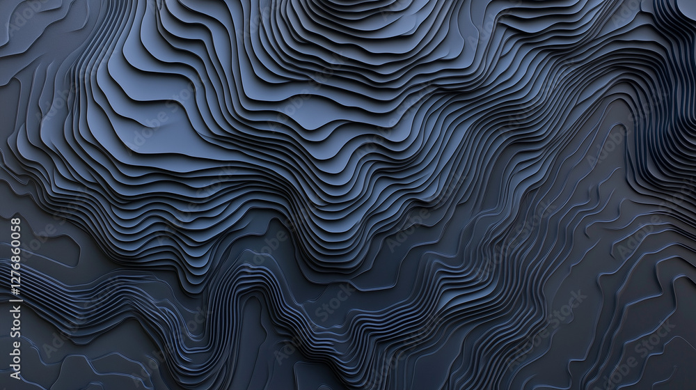 Deep black 3D topographic pattern with deep contours Deep black 3D topographic pattern with deep contours