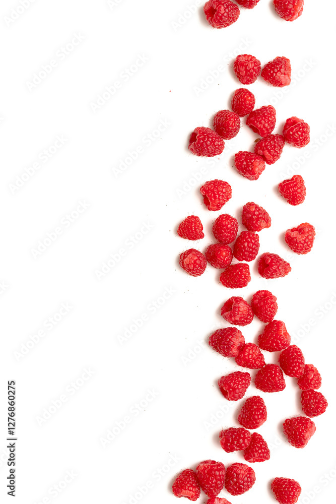 raspberries on white background with copy space raspberries on white background with copy space