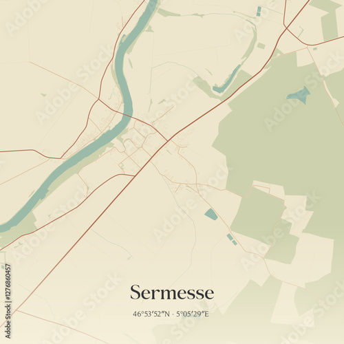 Vintage map of Sermesse, France.