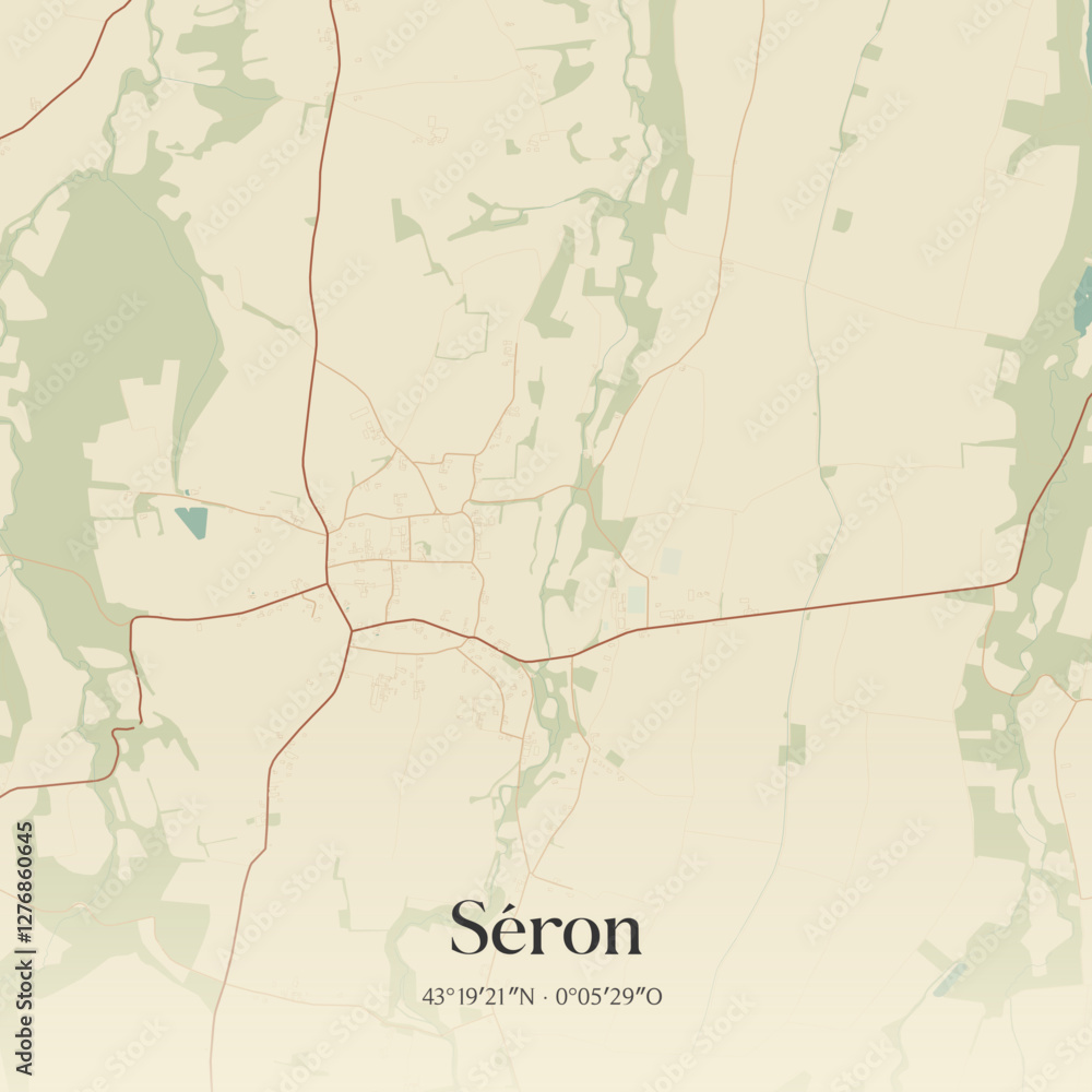 Fototapeta premium Vintage map of Séron, France.