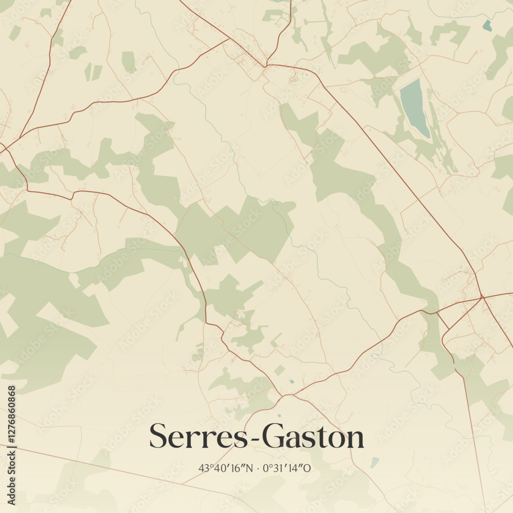 Obraz premium Vintage map of Serres-Gaston, France.