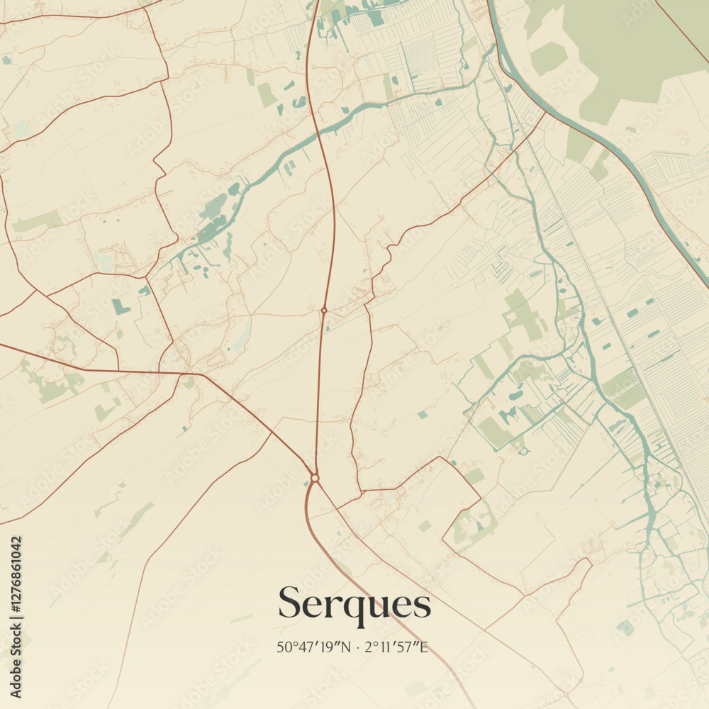 Obraz premium Vintage map of Serques, France.