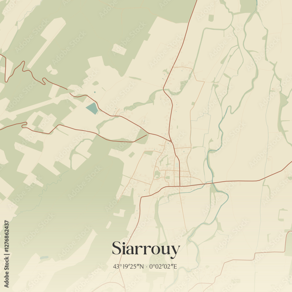 Obraz premium Vintage map of Siarrouy, France.