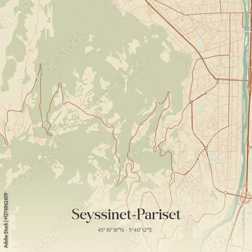 Vintage map of Seyssinet-Pariset, France.