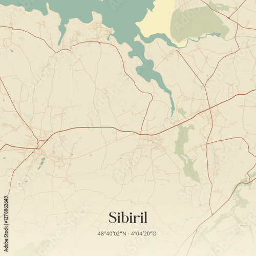 Vintage map of Sibiril, France.