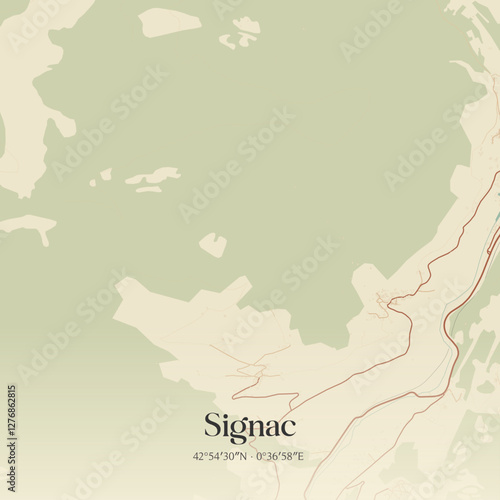 Vintage map of Signac, France.