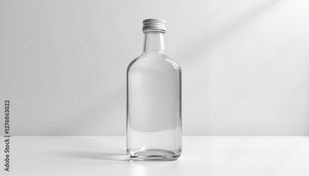 A square glass bottle mockup displayed on a clean neutral background. Perfect for presenting beverage packaging, cosmetic products, or high-end branding concepts with a touch of elegance. A square glass bottle mockup displayed on a clean neutral background. Perfect for presenting beverage packaging, cosmetic products, or high-end branding concepts with a touch of elegance.