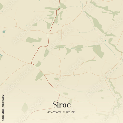 Vintage map of Sirac, France.