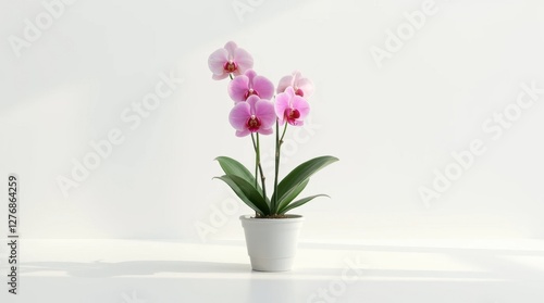 Wallpaper Mural Pink Orchid in White Flower Pot - High Definition Torontodigital.ca