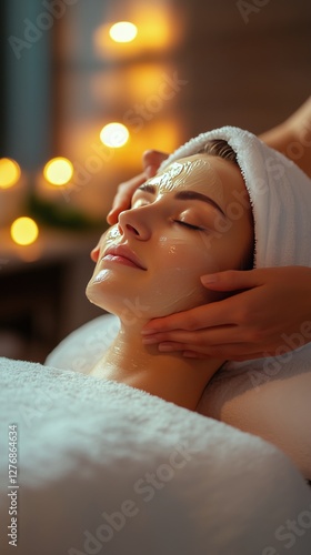 Relaxation Therapy Session at a Wellness Center During Evening With Soothing ...