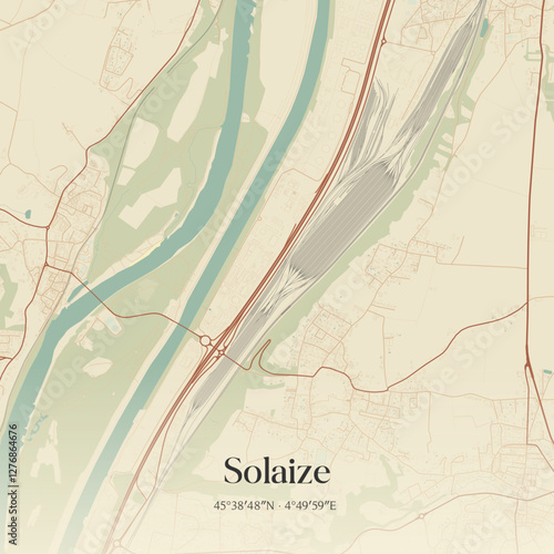 Vintage map of Solaize, France.