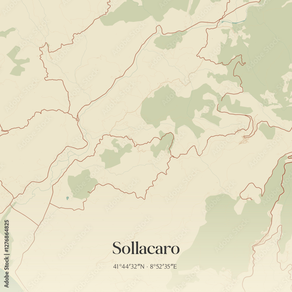 Obraz premium Vintage map of Sollacaro, France.