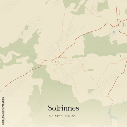 Vintage map of Solrinnes, France.