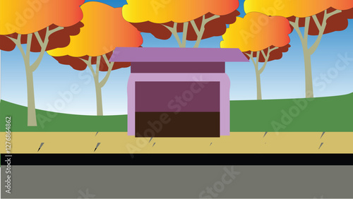 Indian rural village road landscape. village grocery store. Asian rural village background design 