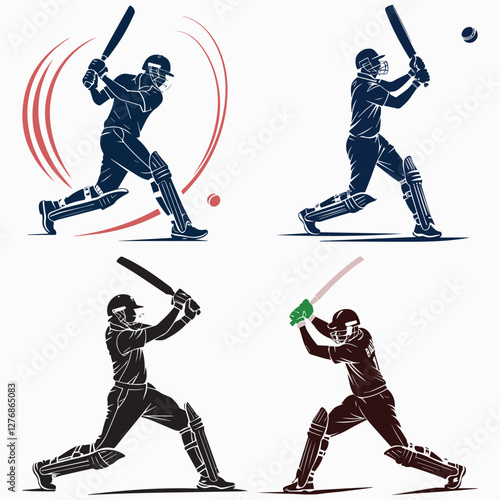 cricket player silhouette vector