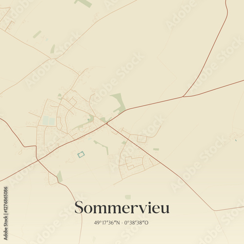 Vintage map of Sommervieu, France.