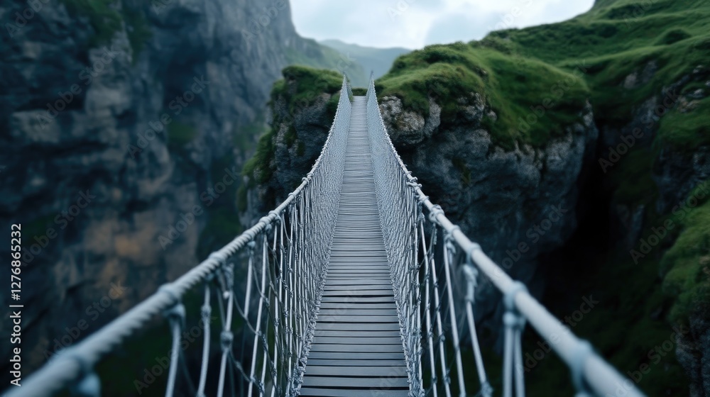 Fototapeta premium The thrill of exploration on a rope bridge