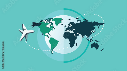 Travel Around the World: Air Ticket, Passport, and Airplane Illustration