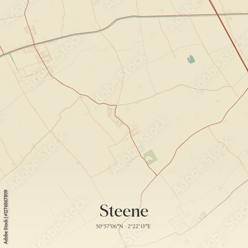 Vintage map of Steene, France.