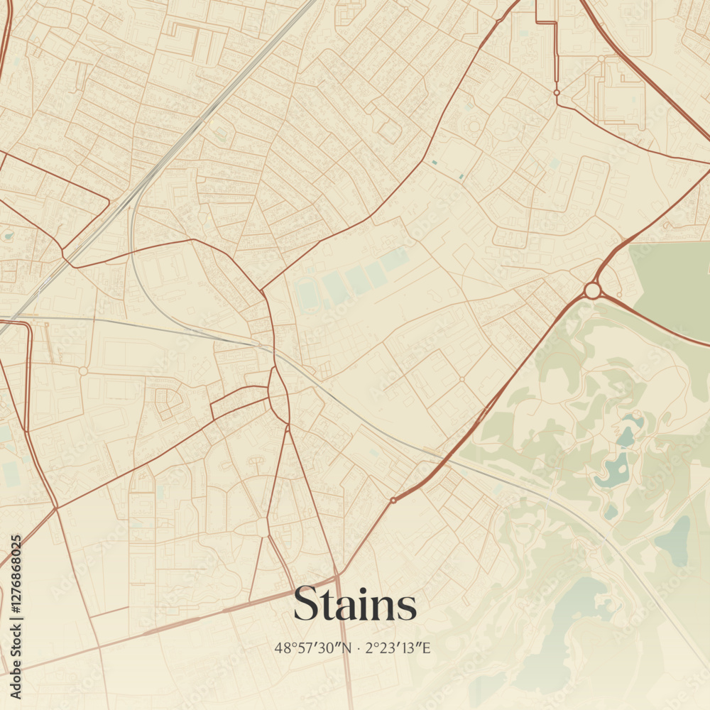 Fototapeta premium Vintage map of Stains, France.