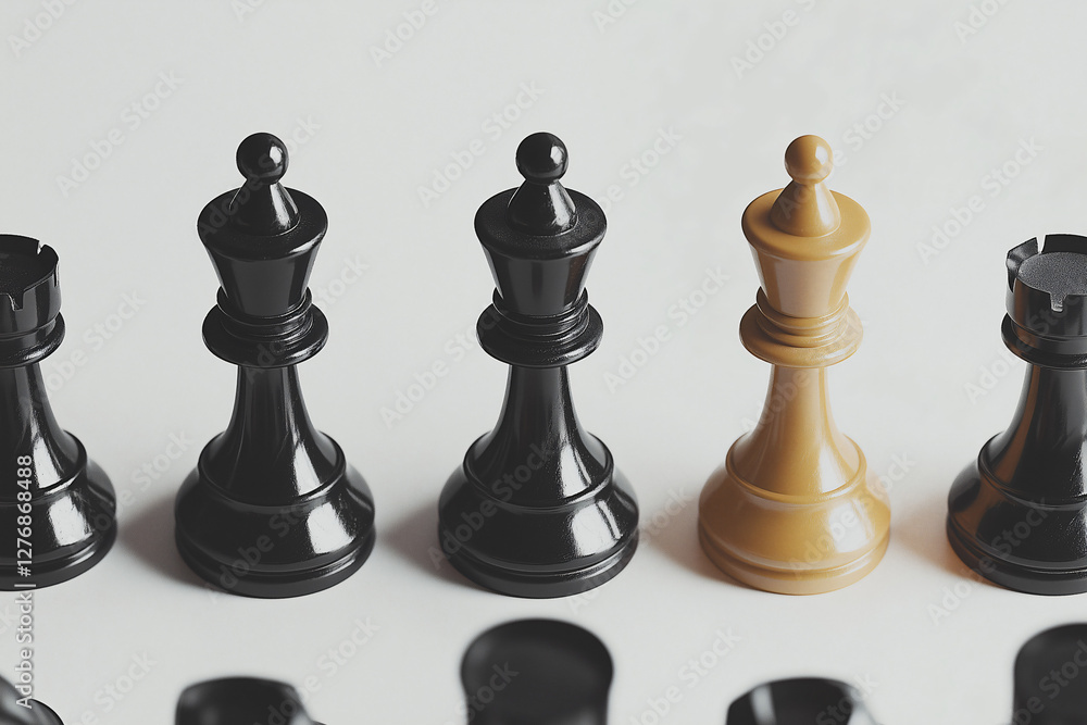 Strategic Alignment: A close-up shot of a chess set, with pieces arranged in a line. Strategic Alignment: A close-up shot of a chess set, with pieces arranged in a line.