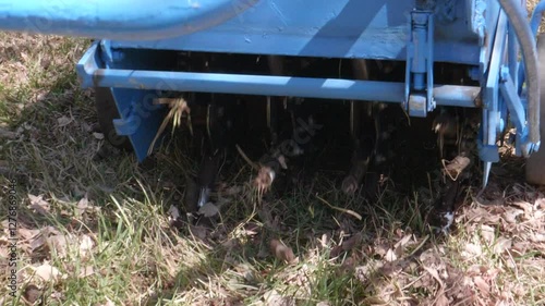 Closeup of Lawn Being Aerated