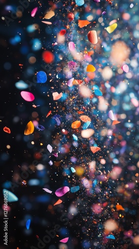 Colorful Confetti Falls From Above During a Festive Celebration in an Indoor ...