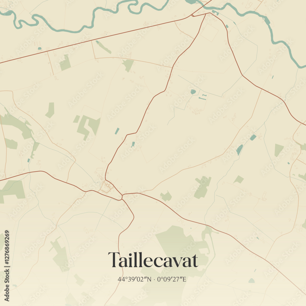 Fototapeta premium Vintage map of Taillecavat, France.