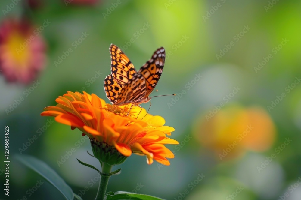 Butterfly eating nectar marigold flower animal. Butterfly eating nectar marigold flower animal.